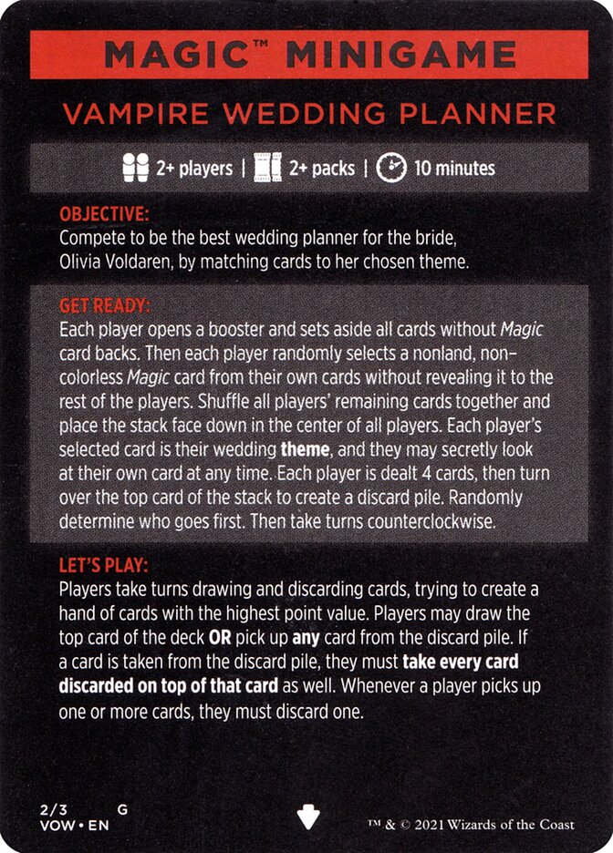 Vampire Wedding Planner (Magic Minigame) [Innistrad: Crimson Vow Minigame] | Lots Moore NSW