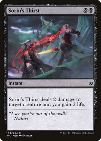 Sorin's Thirst [War of the Spark] | Lots Moore NSW