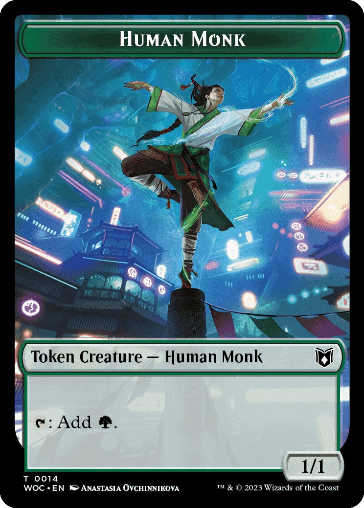 Human Monk // Saproling Double-Sided Token [Wilds of Eldraine Commander Tokens] | Lots Moore NSW