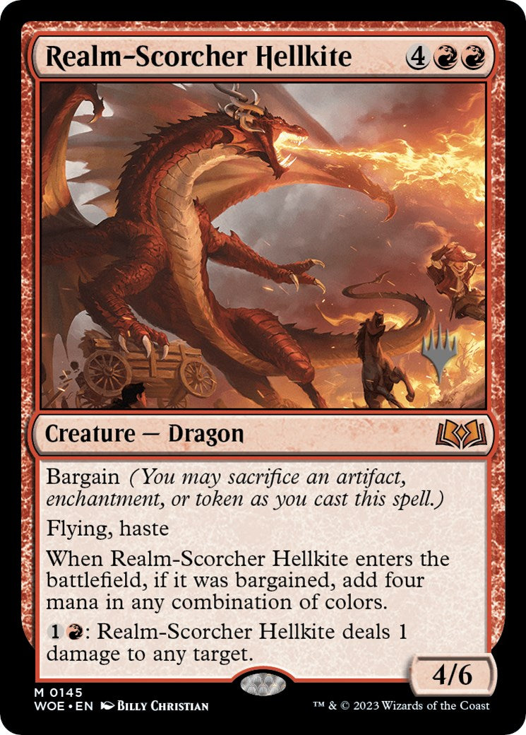 Realm-Scorcher Hellkite (Promo Pack) [Wilds of Eldraine Promos] | Lots Moore NSW