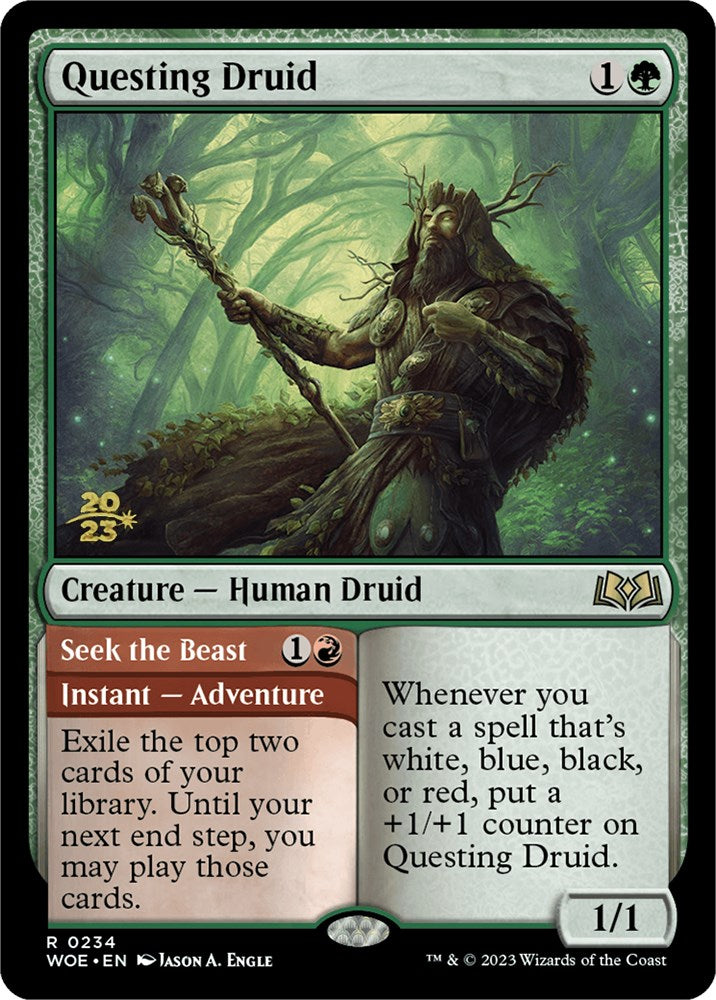 Questing Druid // Seek the Beast [Wilds of Eldraine Prerelease Promos] | Lots Moore NSW