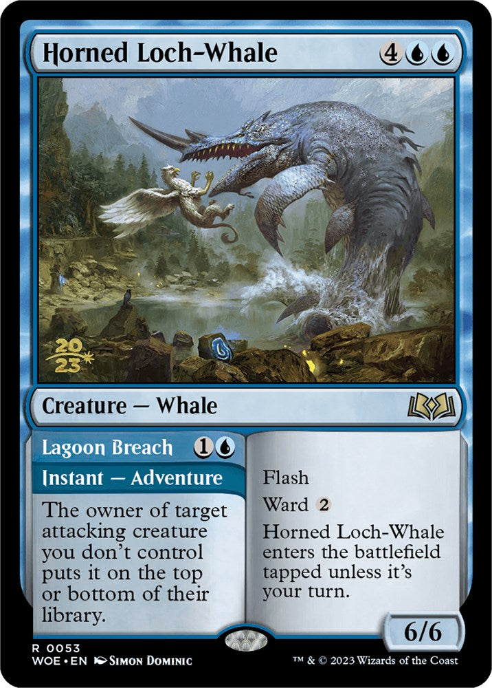 Horned Loch-Whale // Lagoon Breach [Wilds of Eldraine Prerelease Promos] | Lots Moore NSW