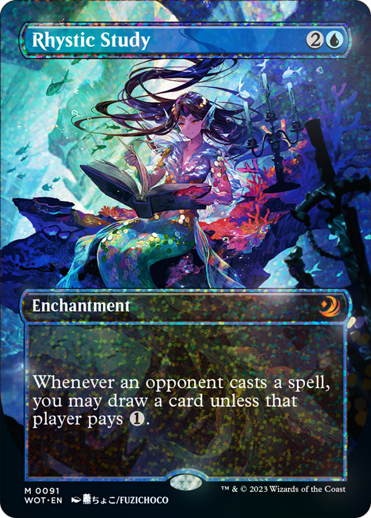 Rhystic Study (Anime Borderless) (Confetti Foil) [Wilds of Eldraine: Enchanting Tales] | Lots Moore NSW