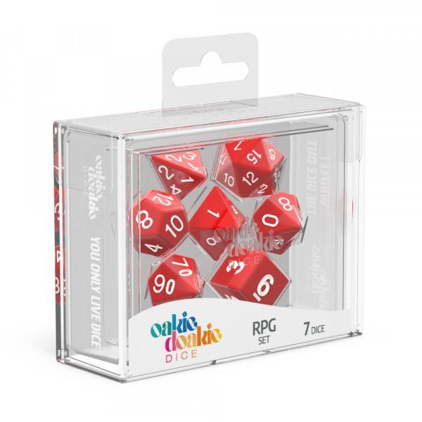 Red Oakie Doakie Dice RPG Set Solid (7) | Lots Moore NSW