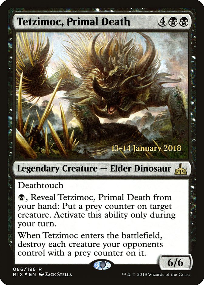 Tetzimoc, Primal Death [Rivals of Ixalan Prerelease Promos] | Lots Moore NSW