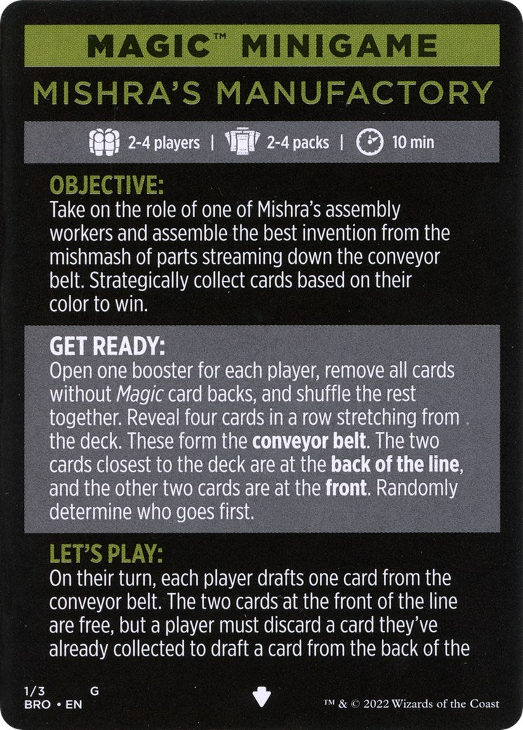 Mishra's Manufactory (Magic Minigame) [The Brothers' War Minigame] | Lots Moore NSW