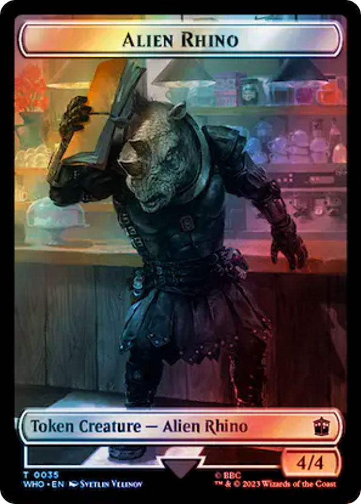 Alien Rhino // Beast Double-Sided Token (Surge Foil) [Doctor Who Tokens] | Lots Moore NSW