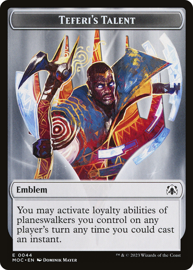 First Mate Ragavan // Teferi's Talent Emblem Double-Sided Token [March of the Machine Commander Tokens] | Lots Moore NSW