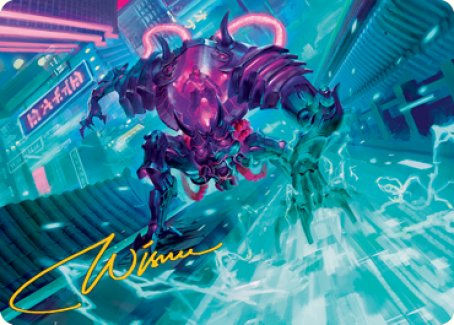 Surgehacker Mech Art Card (Gold-Stamped Signature) [Kamigawa: Neon Dynasty Art Series] | Lots Moore NSW