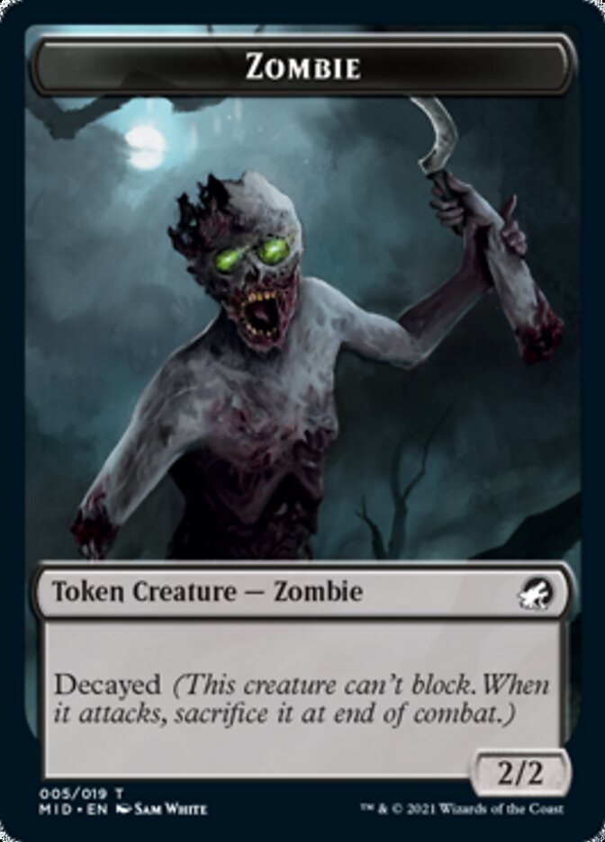 Zombie (005) // Wrenn and Seven Emblem Double-sided Token [Innistrad: Midnight Hunt Tokens] | Lots Moore NSW