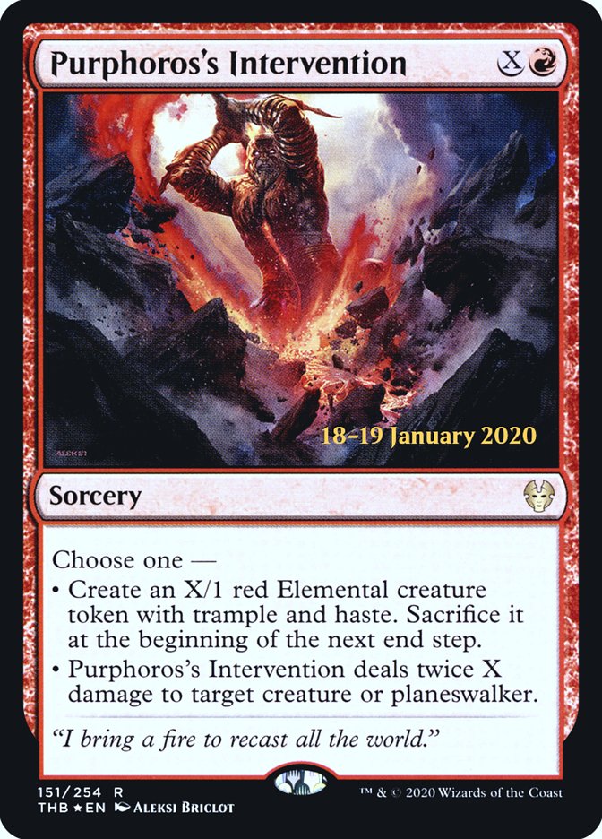 Purphoros's Intervention [Theros Beyond Death Prerelease Promos] | Lots Moore NSW