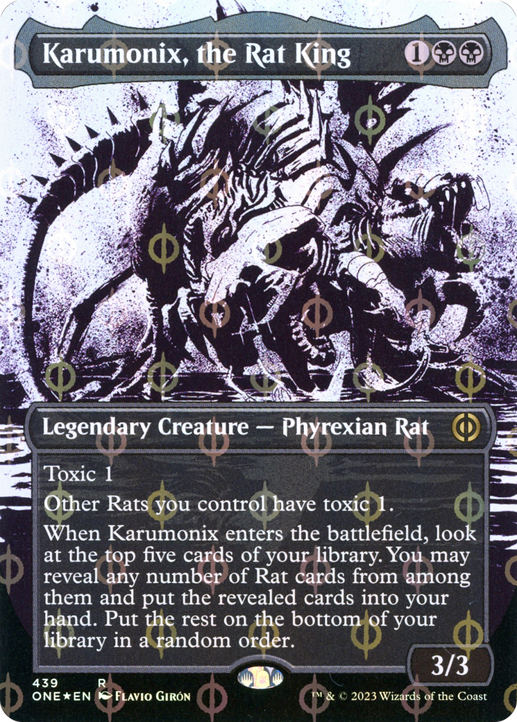 Karumonix, the Rat King (Borderless Ichor Step-and-Compleat Foil) [Phyrexia: All Will Be One] | Lots Moore NSW