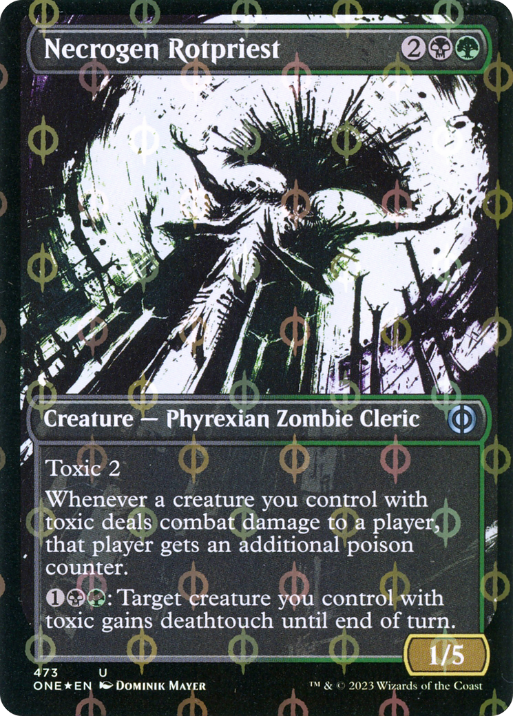 Necrogen Rotpriest (Borderless Ichor Step-and-Compleat Foil) [Phyrexia: All Will Be One] | Lots Moore NSW