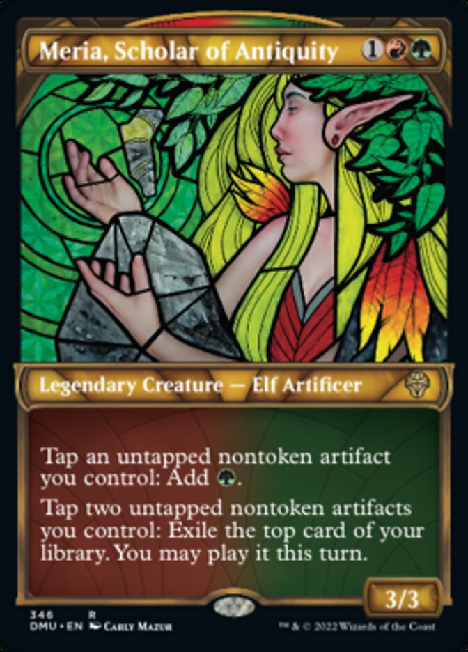 Meria, Scholar of Antiquity (Showcase Textured) [Dominaria United] | Lots Moore NSW