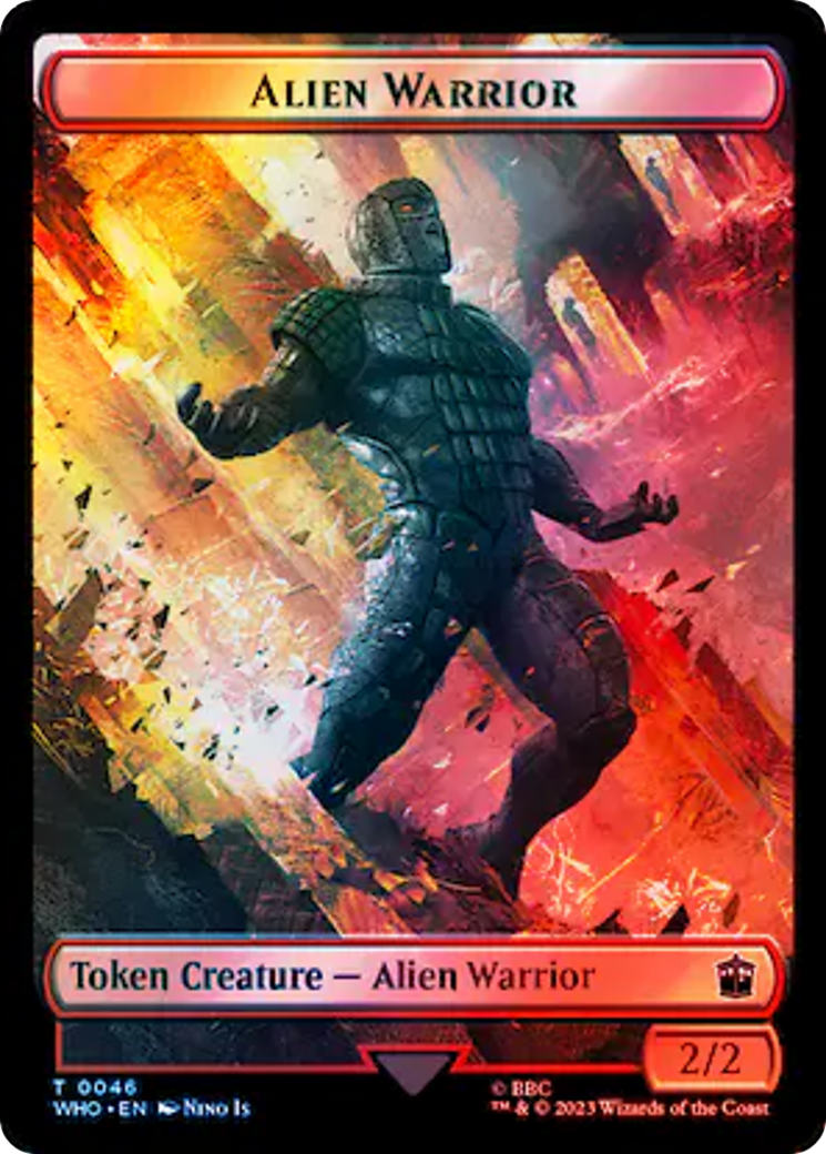 Copy // Alien Warrior Double-Sided Token (Surge Foil) [Doctor Who Tokens] | Lots Moore NSW