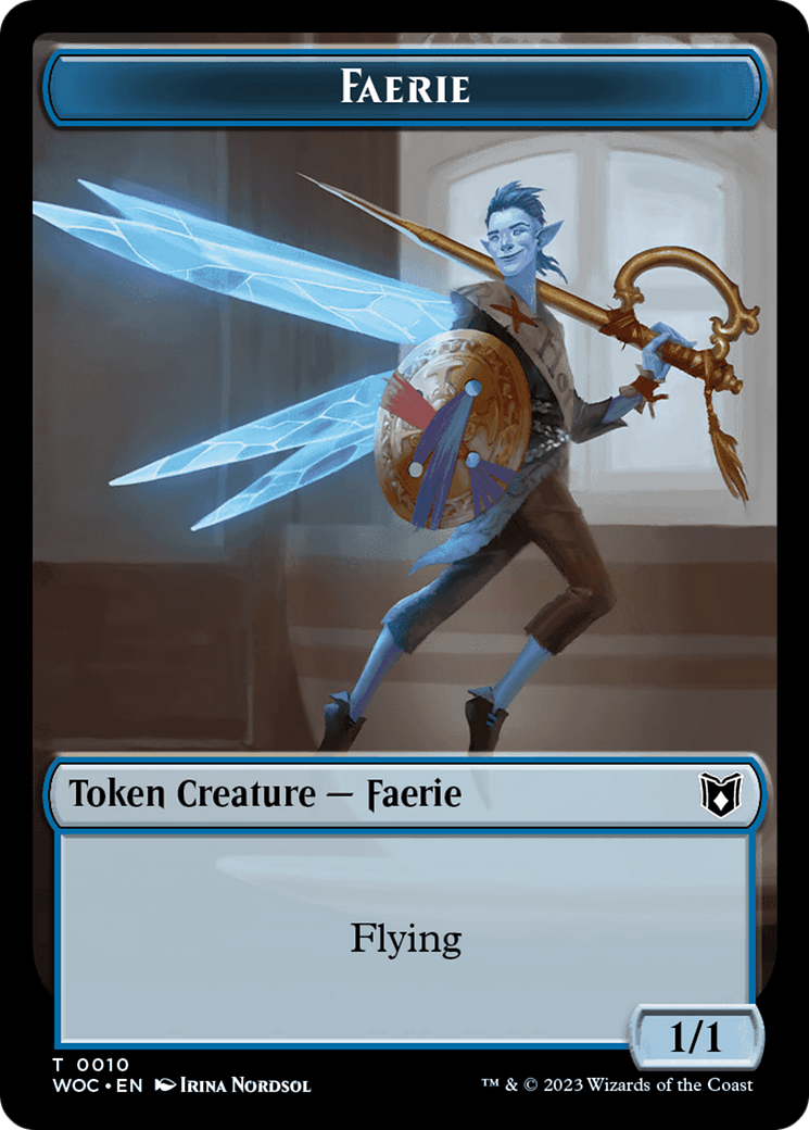 Faerie // Saproling Double-Sided Token [Wilds of Eldraine Commander Tokens] | Lots Moore NSW