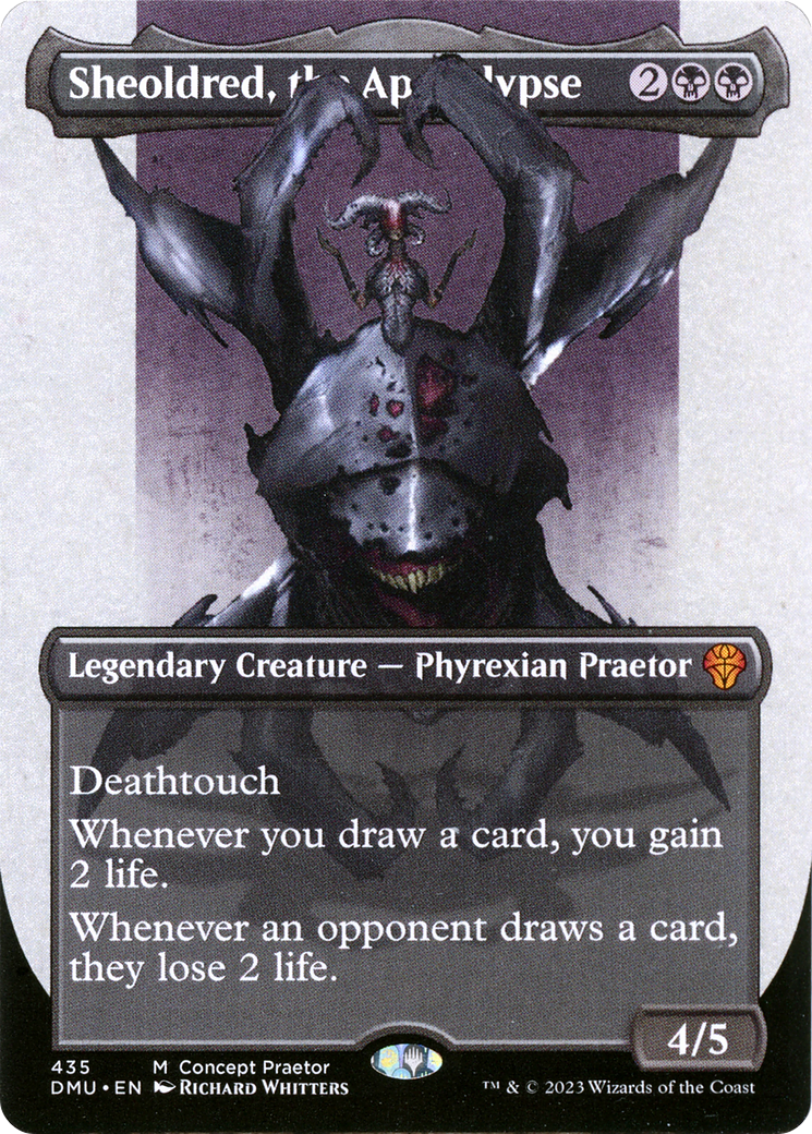 Sheoldred, the Apocalypse (Borderless Concept Praetors) [Phyrexia: All Will Be One] | Lots Moore NSW