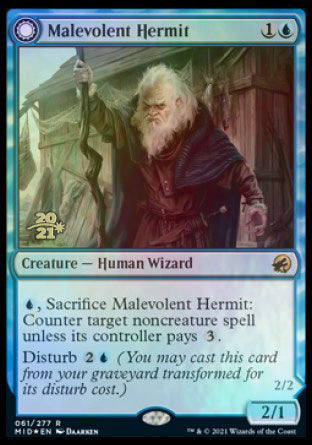 Malevolent Hermit // Benevolent Geist [Innistrad: Midnight Hunt Prerelease Promos] | Lots Moore NSW