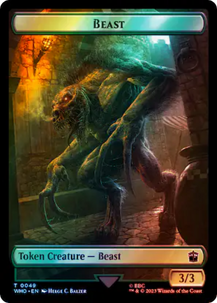 Soldier // Beast Double-Sided Token (Surge Foil) [Doctor Who Tokens] | Lots Moore NSW