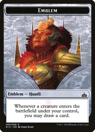 Emblem - Huatli [Rivals of Ixalan Tokens] | Lots Moore NSW