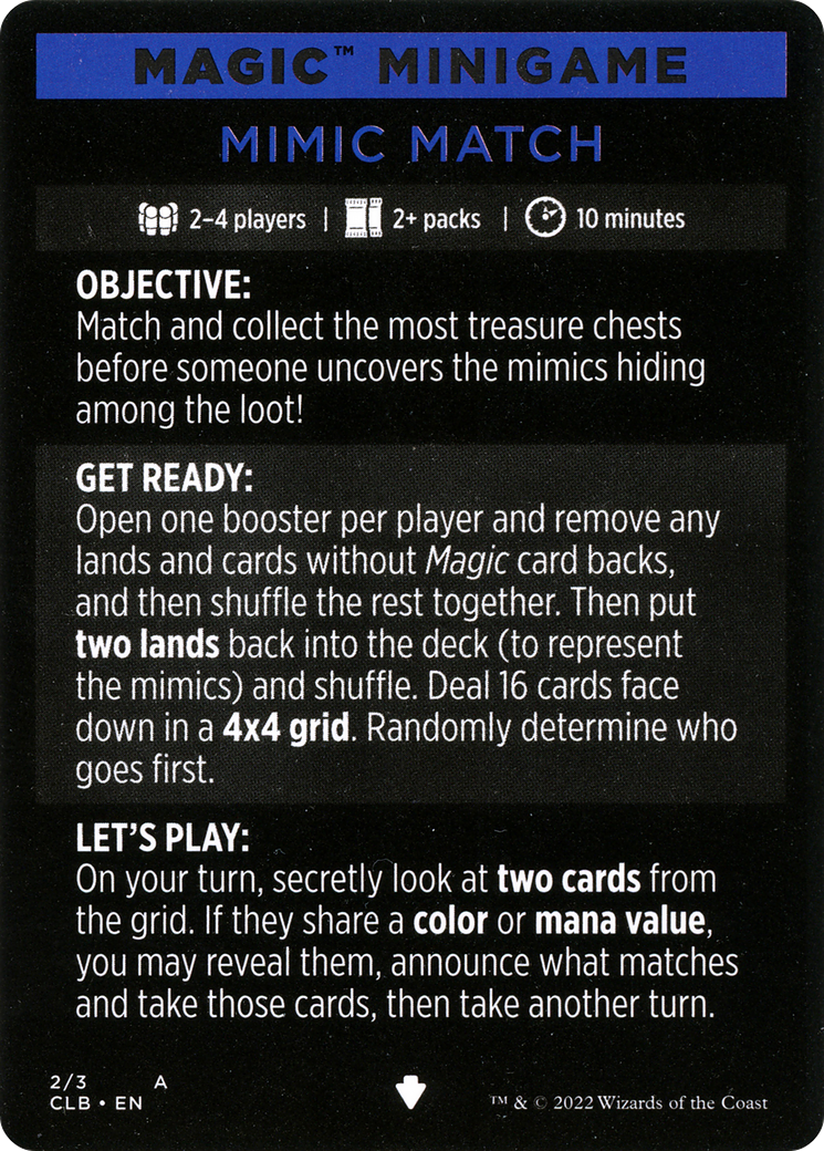 Mimic Match (Magic Minigame) [Commander Legends: Battle for Baldur's Gate Minigame] | Lots Moore NSW