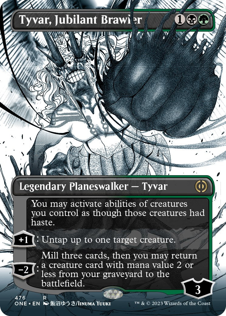 Tyvar, Jubilant Brawler (Borderless Manga Step-and-Compleat Foil) [Phyrexia: All Will Be One] | Lots Moore NSW