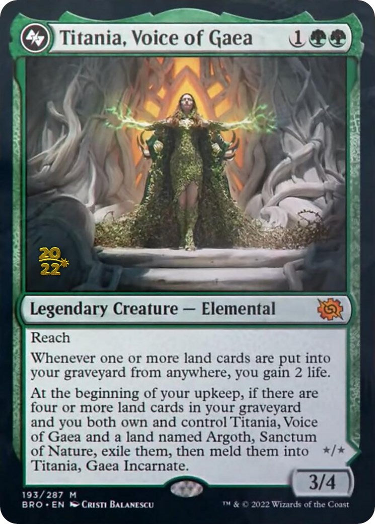 Titania, Voice of Gaea [The Brothers' War Prerelease Promos] | Lots Moore NSW