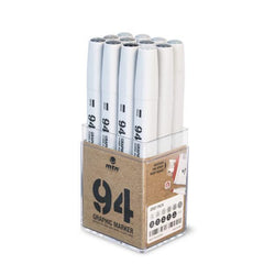 MTN 94 Graphic Marker 12 Pack - Grey Scale | Lots Moore NSW