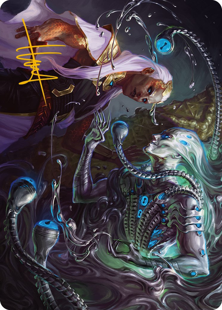 Mirage Mockery Art Card (Gold-Stamped Signature) [Phyrexia: All Will Be One Art Series] | Lots Moore NSW