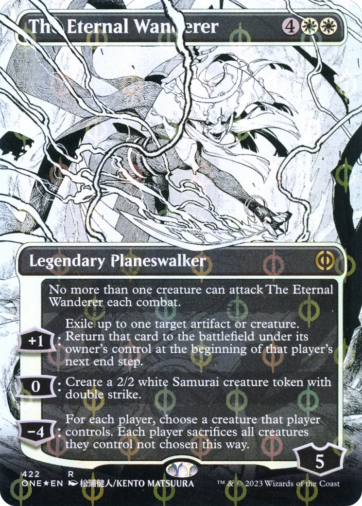 The Eternal Wanderer (Borderless Manga Step-and-Compleat Foil) [Phyrexia: All Will Be One] | Lots Moore NSW