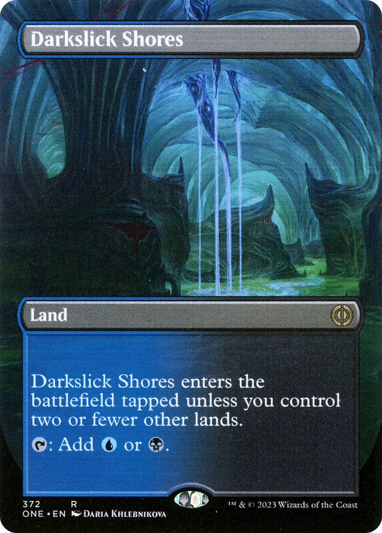 Darkslick Shores (Borderless Alternate Art) [Phyrexia: All Will Be One] | Lots Moore NSW