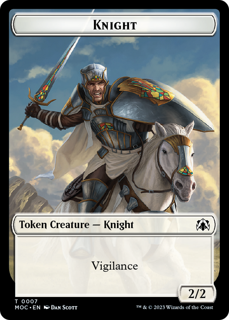 Knight (7) // Spirit (14) Double-Sided Token [March of the Machine Commander Tokens] | Lots Moore NSW