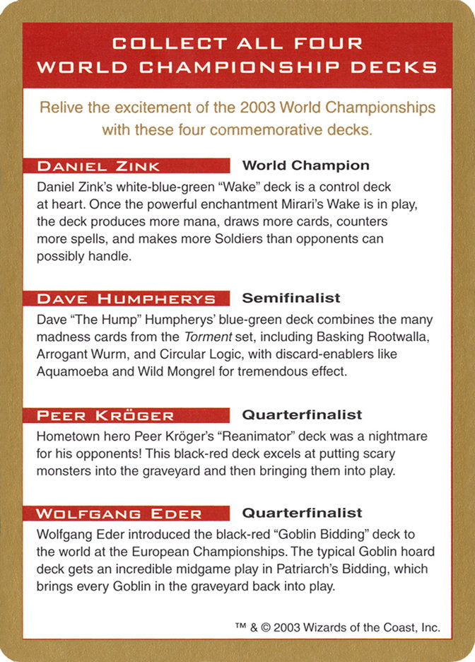 2003 World Championships Ad [World Championship Decks 2003] | Lots Moore NSW