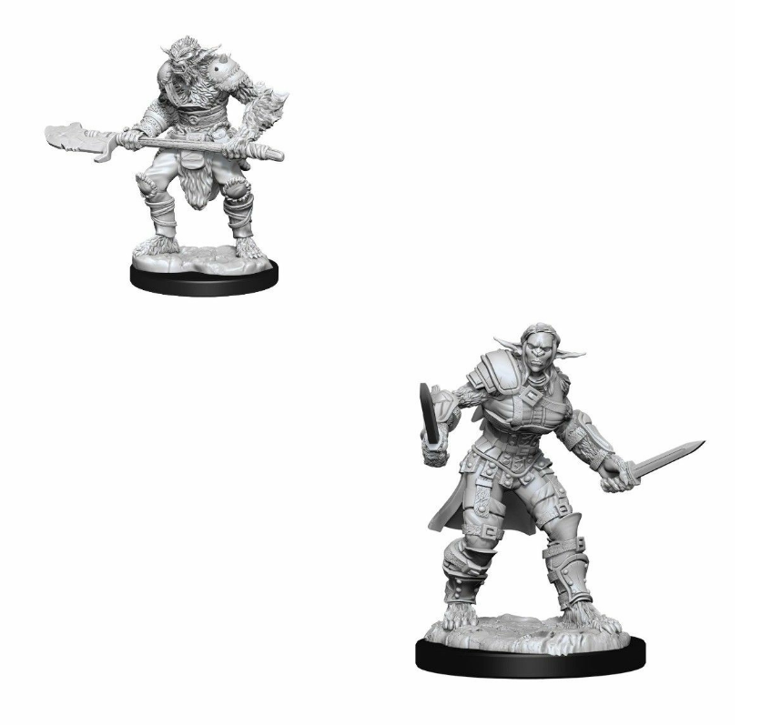 D&D Nolzurs Marvelous Unpainted Miniatures Bugbear Barbarian Male & Bugbear Rogue Female | Lots Moore NSW