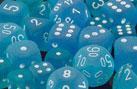 Caribbean Blue w/ White Frosted Polyhedral Dice Set | Lots Moore NSW