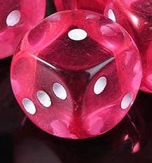Pink/white D3 16mm Translucent Dice | Lots Moore NSW