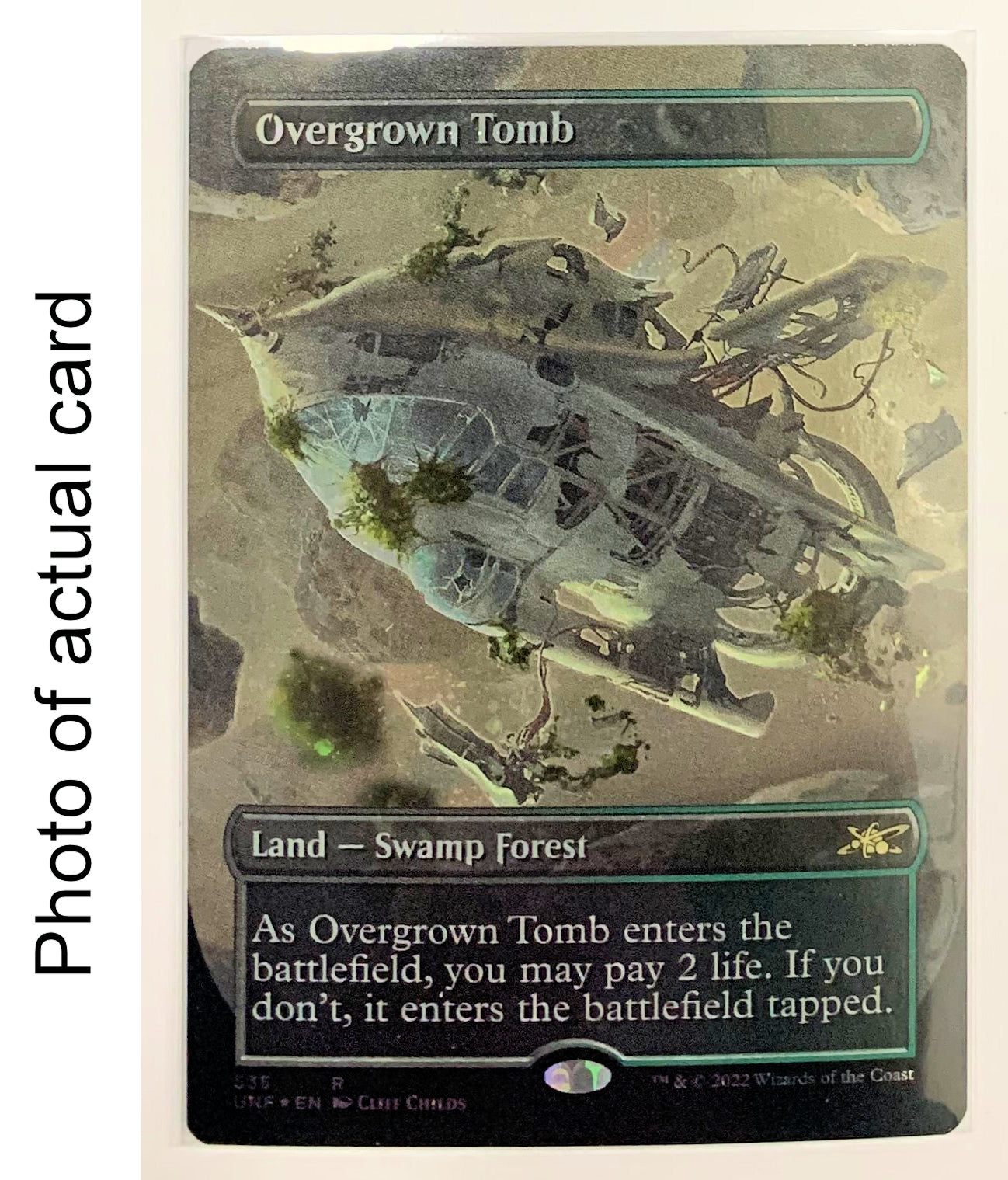 Sold #24373 Overgrown Tomb (Actual Card) (Borderless) (Galaxy Foil) [Unfinity] | Lots Moore NSW