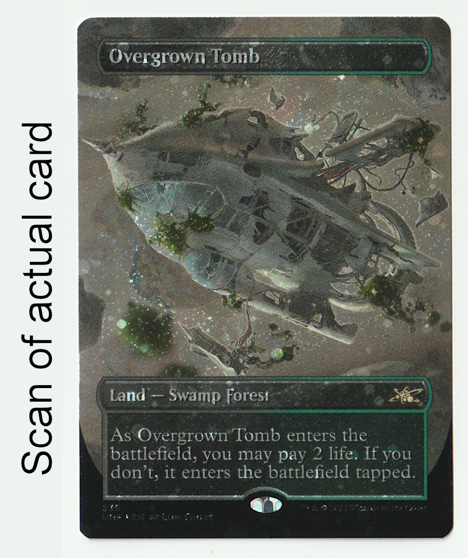 Sold #24373 Overgrown Tomb (Actual Card) (Borderless) (Galaxy Foil) [Unfinity] | Lots Moore NSW