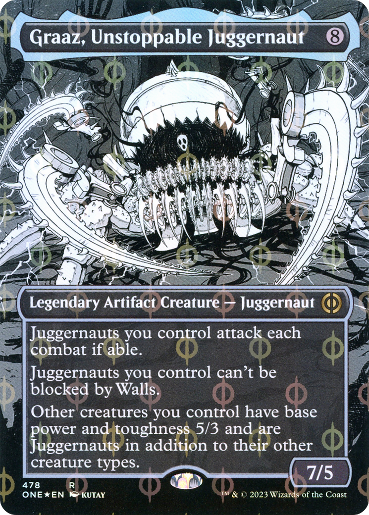 Graaz, Unstoppable Juggernaut (Borderless Manga Step-and-Compleat Foil) [Phyrexia: All Will Be One] | Lots Moore NSW