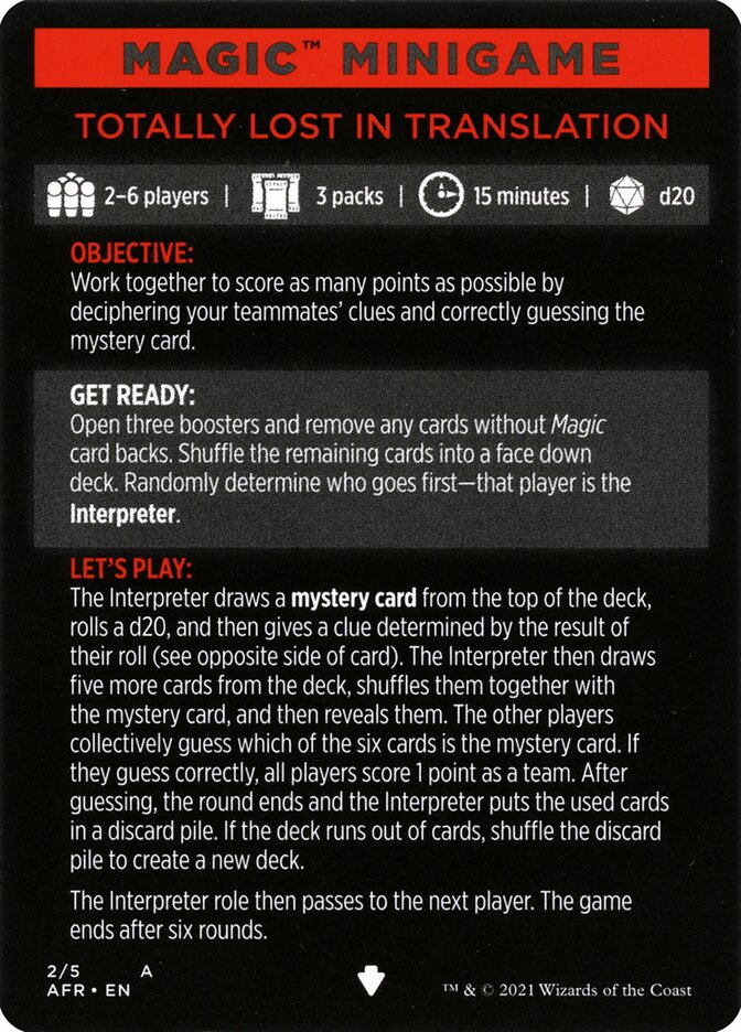 Totally Lost in Translation (Magic Minigame) [Dungeons & Dragons: Adventures in the Forgotten Realms Minigame] | Lots Moore NSW