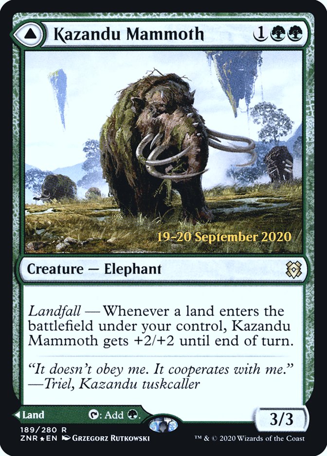 Kazandu Mammoth // Kazandu Valley  [Zendikar Rising Prerelease Promos] | Lots Moore NSW