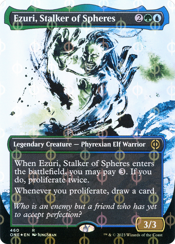 Ezuri, Stalker of Spheres (Borderless Ichor Step-and-Compleat Foil) [Phyrexia: All Will Be One] | Lots Moore NSW