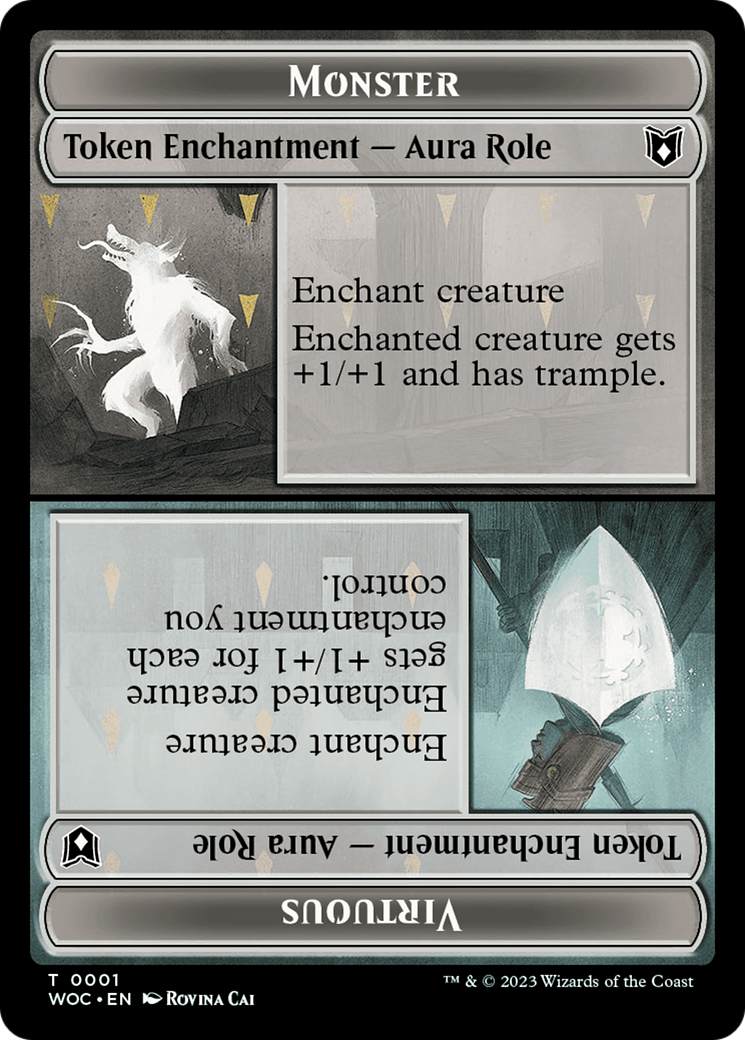 Copy // Monster Role / Virtuous Role Double-Sided Token [Wilds of Eldraine Commander Tokens] | Lots Moore NSW