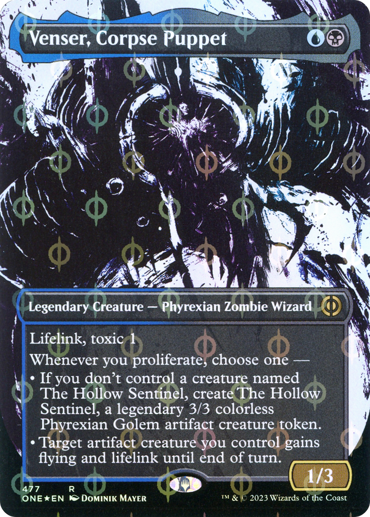 Venser, Corpse Puppet (Borderless Ichor Step-and-Compleat Foil) [Phyrexia: All Will Be One] | Lots Moore NSW