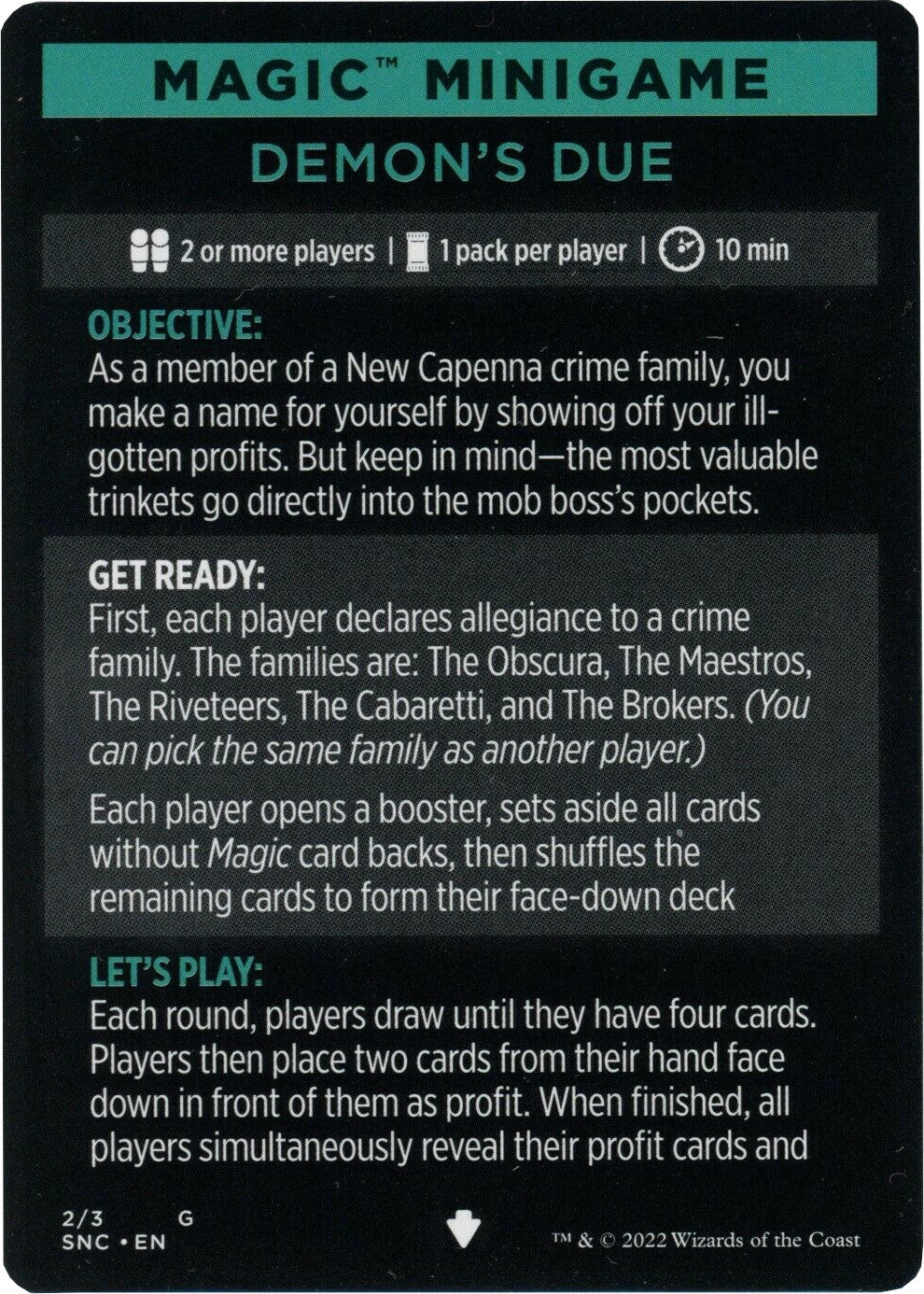 Demon's Due (Magic Minigame) [Streets of New Capenna Minigame] | Lots Moore NSW