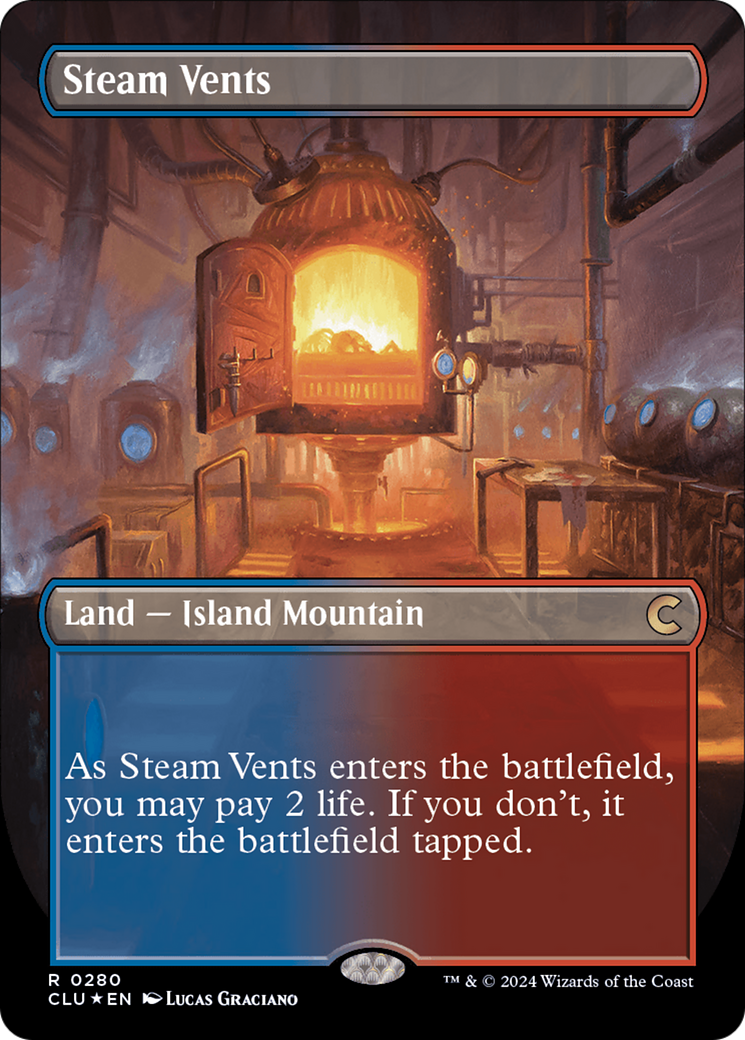 Steam Vents (Borderless) [Ravnica: Clue Edition] | Lots Moore NSW