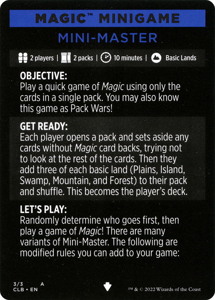 Mini-Master (Magic Minigame) [Commander Legends: Battle for Baldur's Gate Minigame] | Lots Moore NSW
