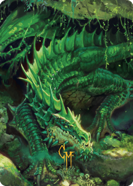 Lurking Green Dragon Art Card (Gold-Stamped Signature) [Commander Legends: Battle for Baldur's Gate Art Series] | Lots Moore NSW