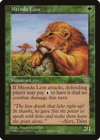 Mtenda Lion [Mirage] | Lots Moore NSW