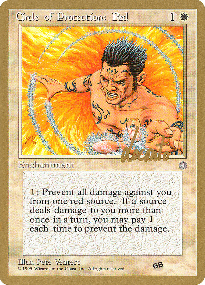 Circle of Protection: Red (Michael Loconto) (SB) (ICE) [Pro Tour Collector Set] | Lots Moore NSW